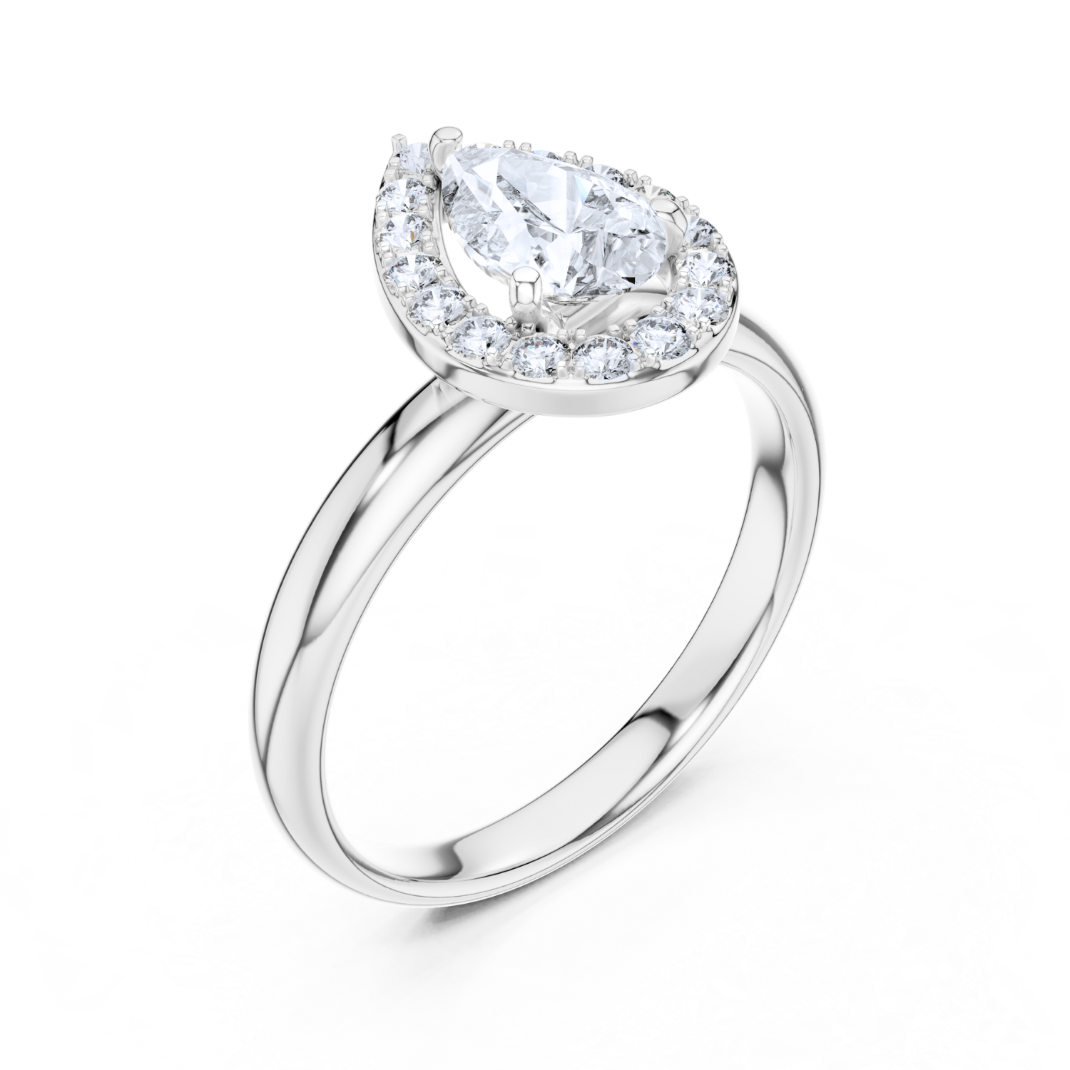Floating Halo Pear-Cut Ring