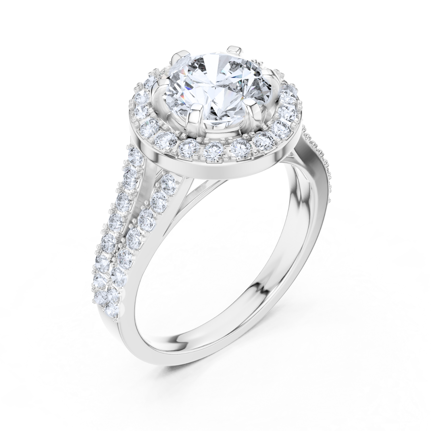 Cathedral Halo Round-Cut Ring