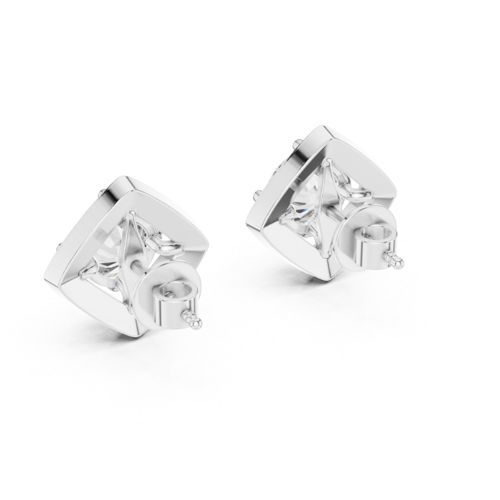 Cushion Halo Diamond Stud Earrings