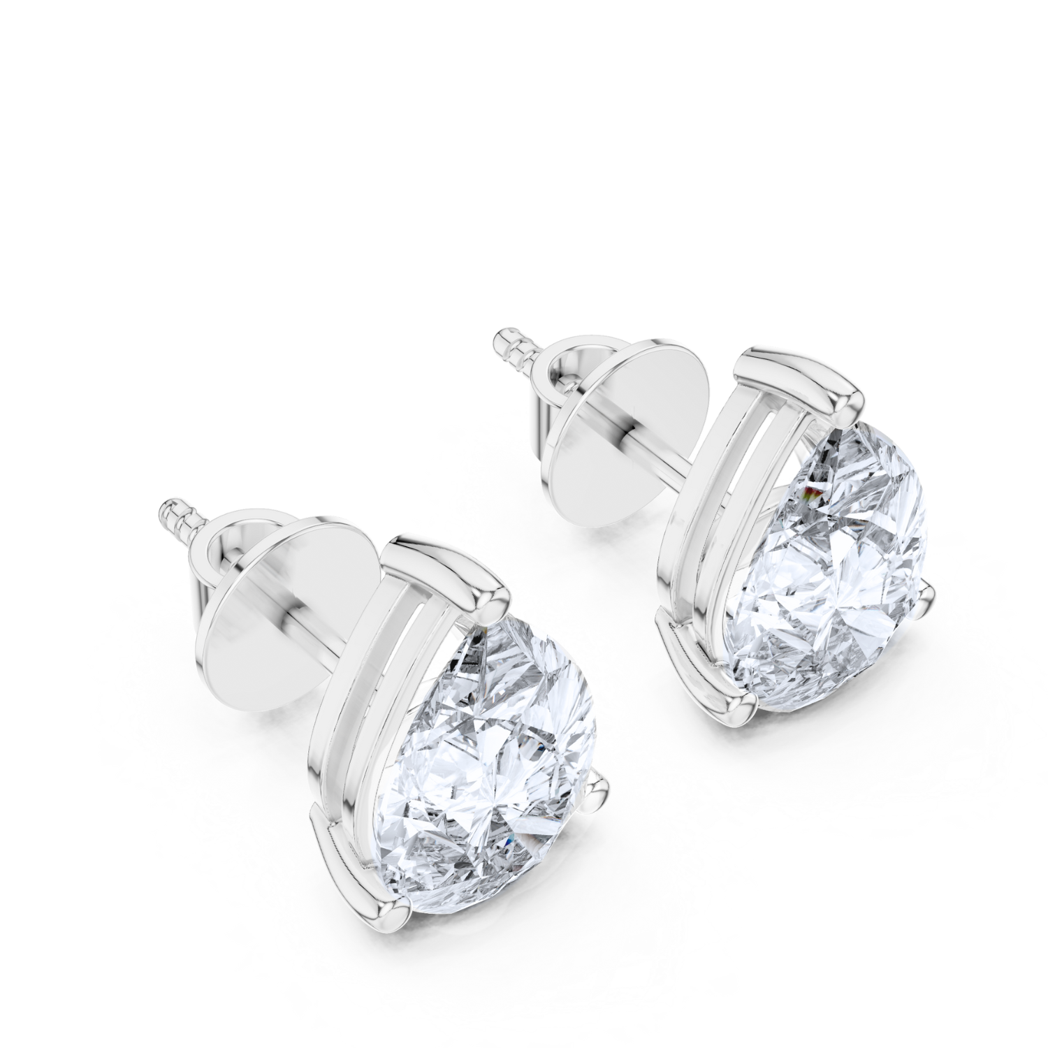 Pear-Shaped Diamond Stud Earrings