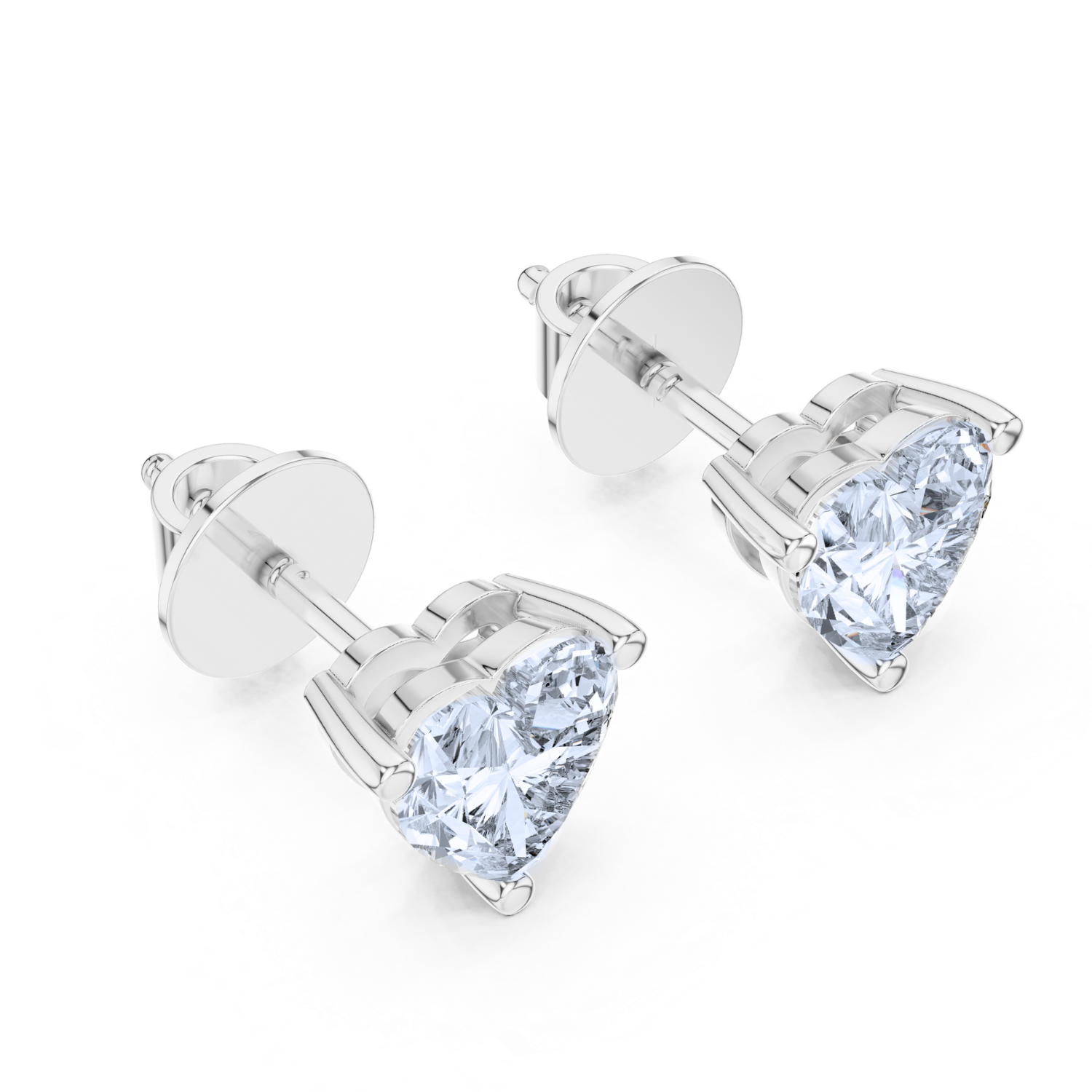 Heart-Cut Diamond Stud Earrings