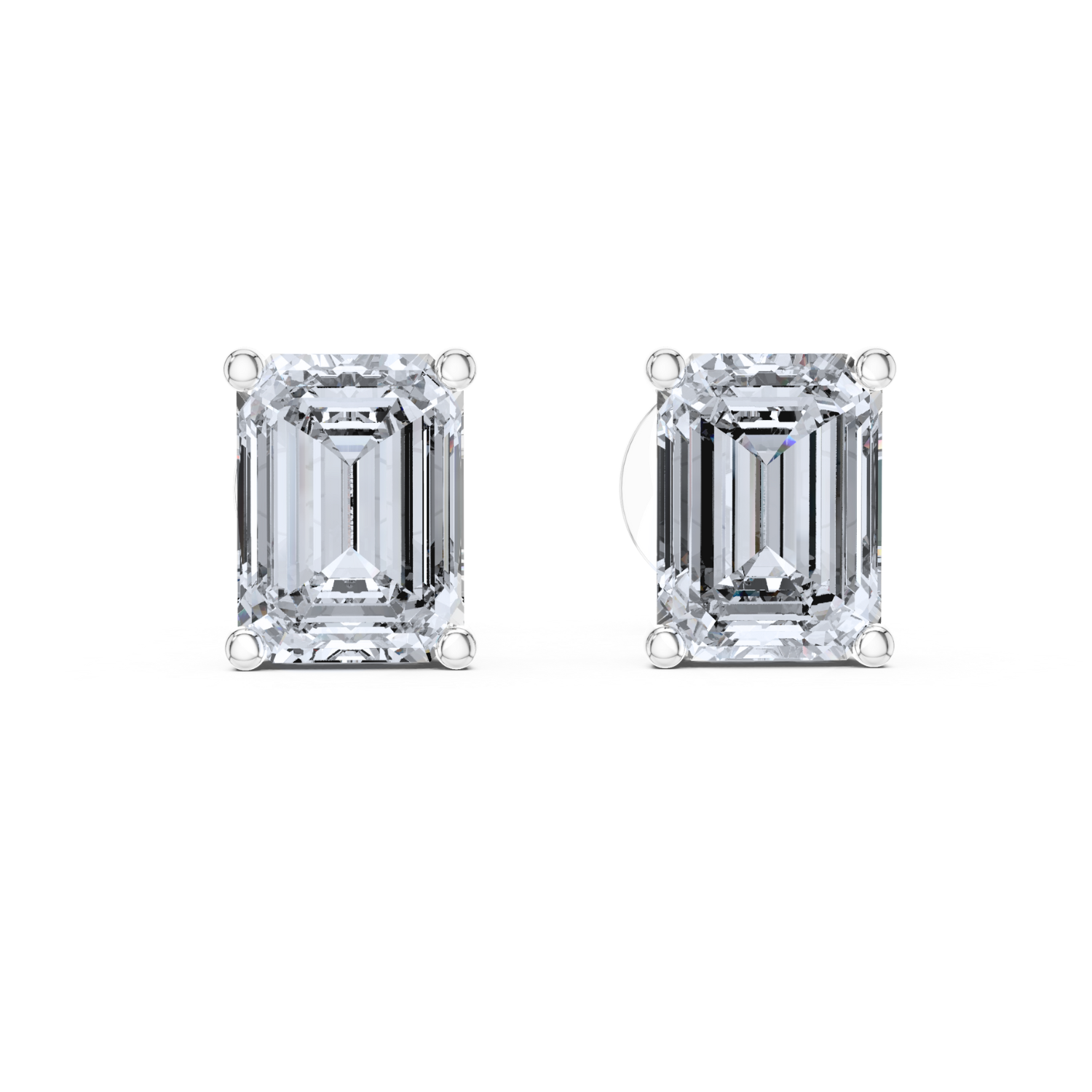 Emerald-Cut Diamond Stud Earrings