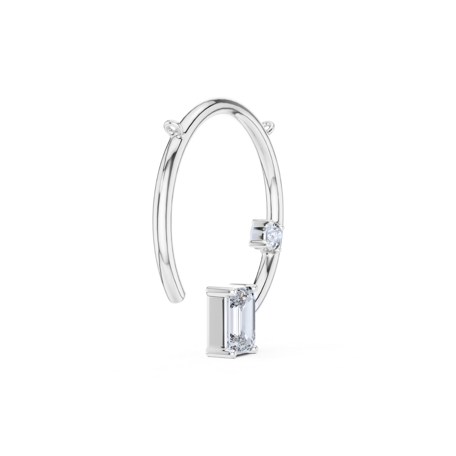 Open Circle Baguette Diamond Pendant