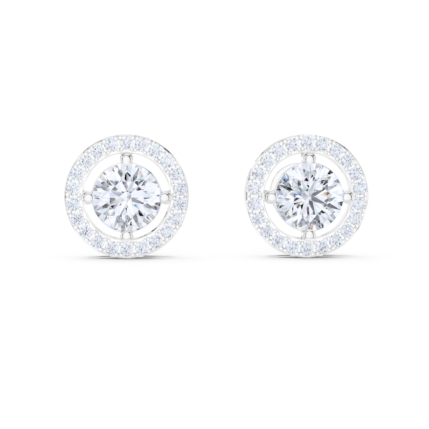 Halo Round-Cut Diamond Stud Earrings