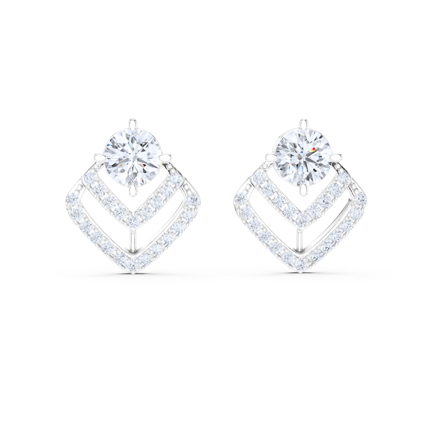 Radiant Halo Bridge Diamond Stud Earrings