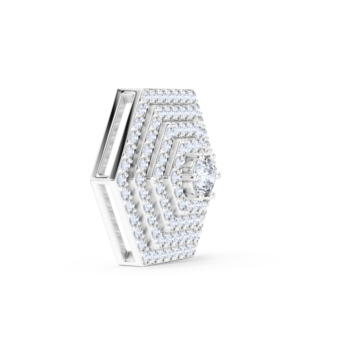 Hexagonal Pave Diamond Pendant