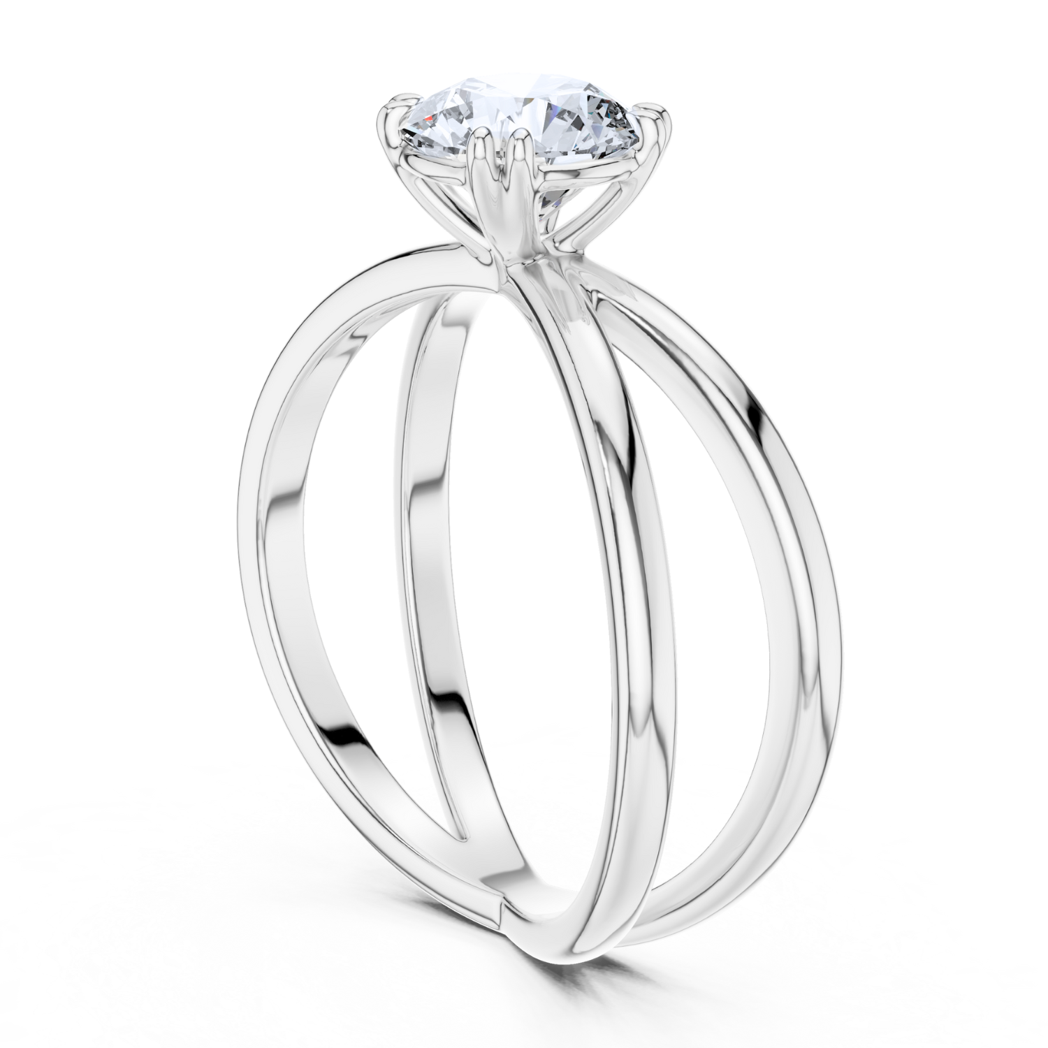 Crisscross Band Solitaire Ring