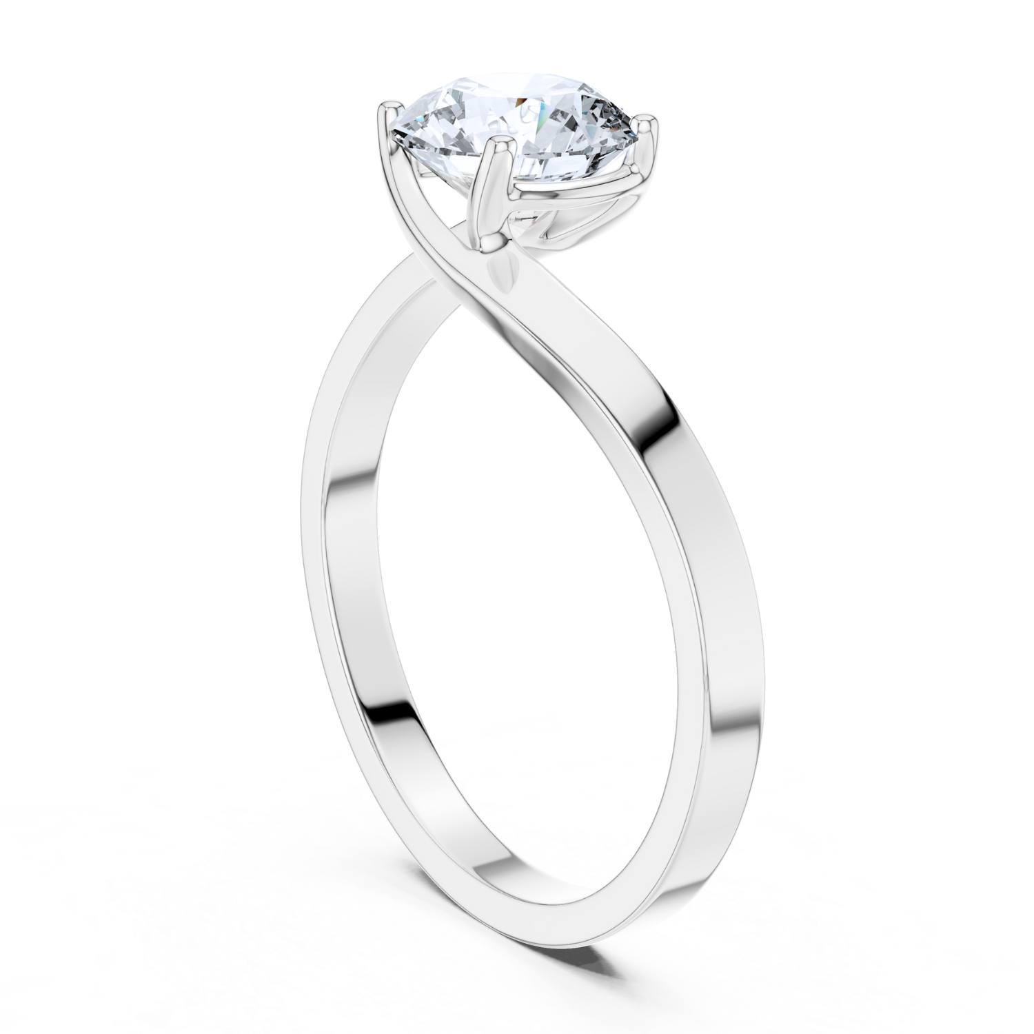 Asymmetrical Twist Solitaire Ring