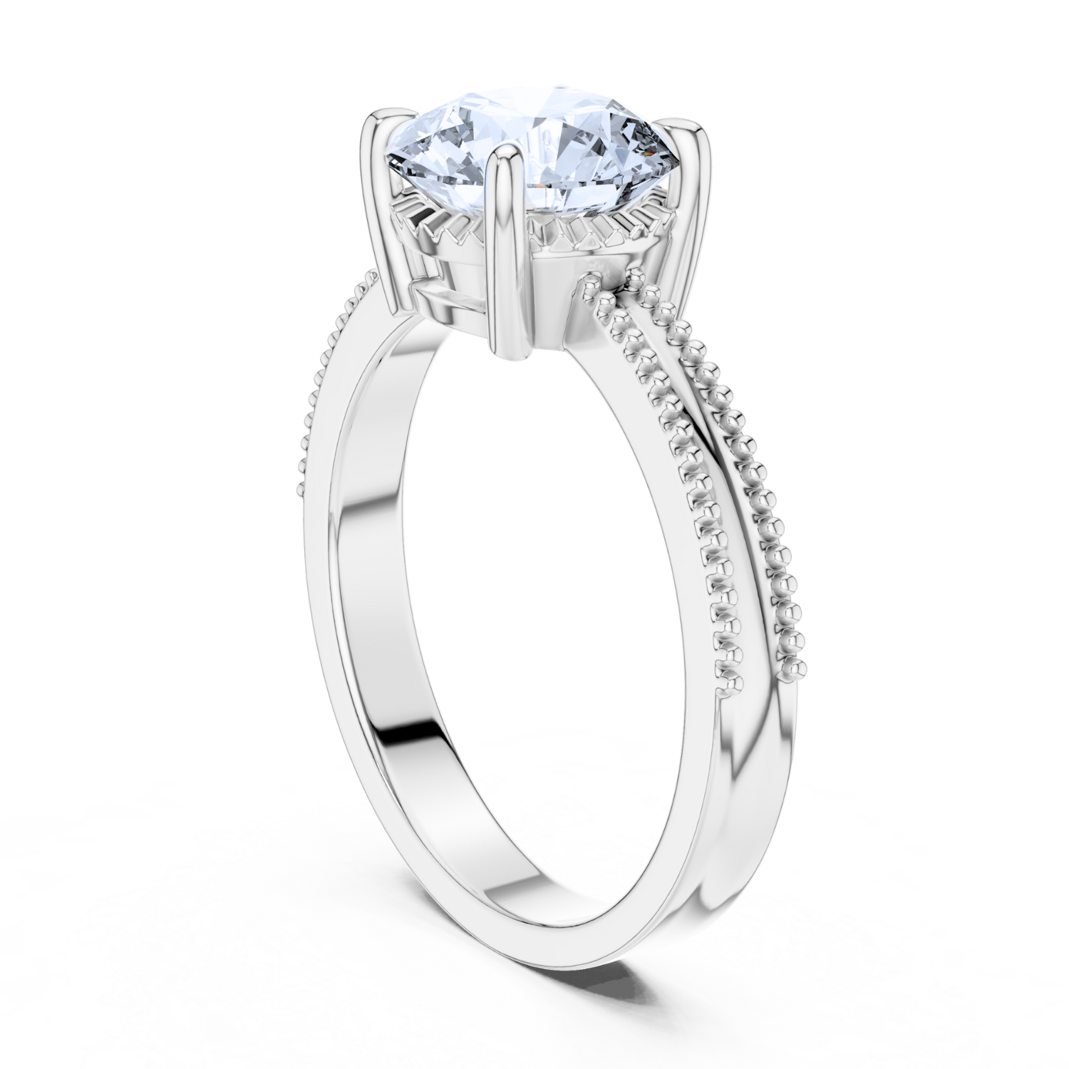 Milgrain Solitaire Diamond Ring