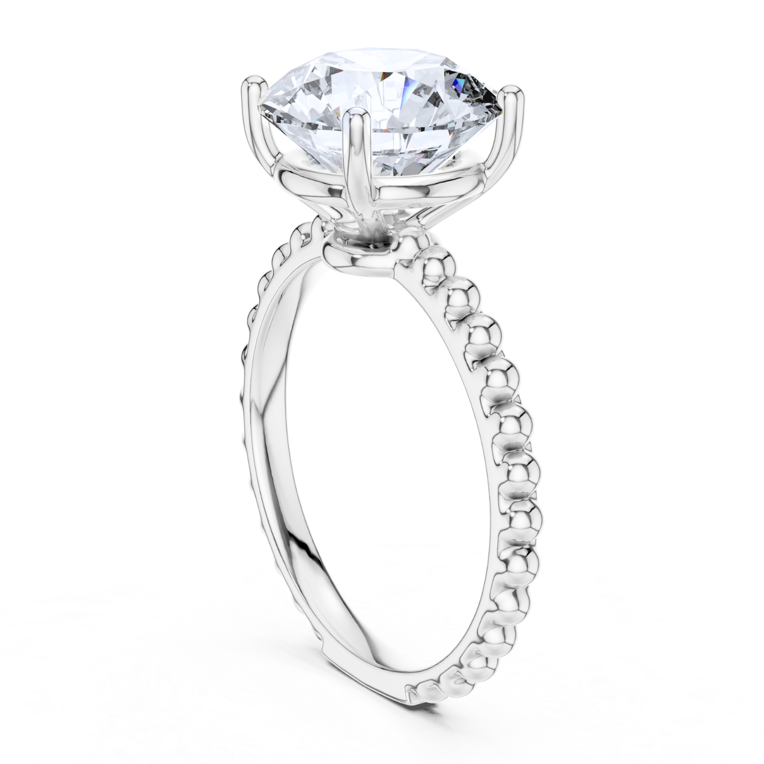 Beaded Classic Solitaire Ring