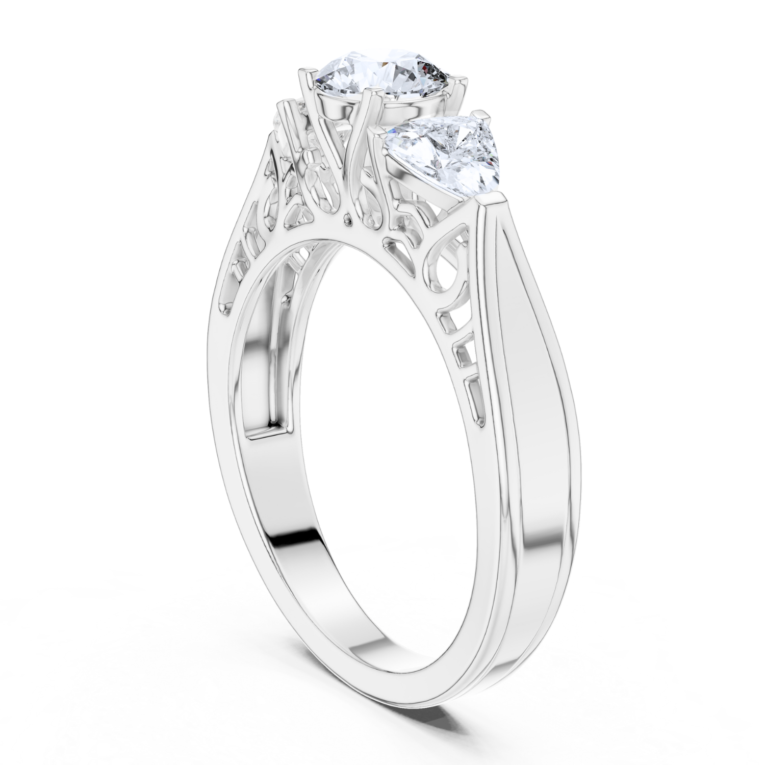 Vintage Filigree Three-Stone Ring