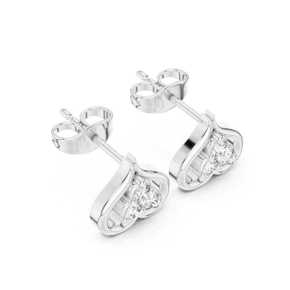 Radiant Bloom Heart Diamond Studs
