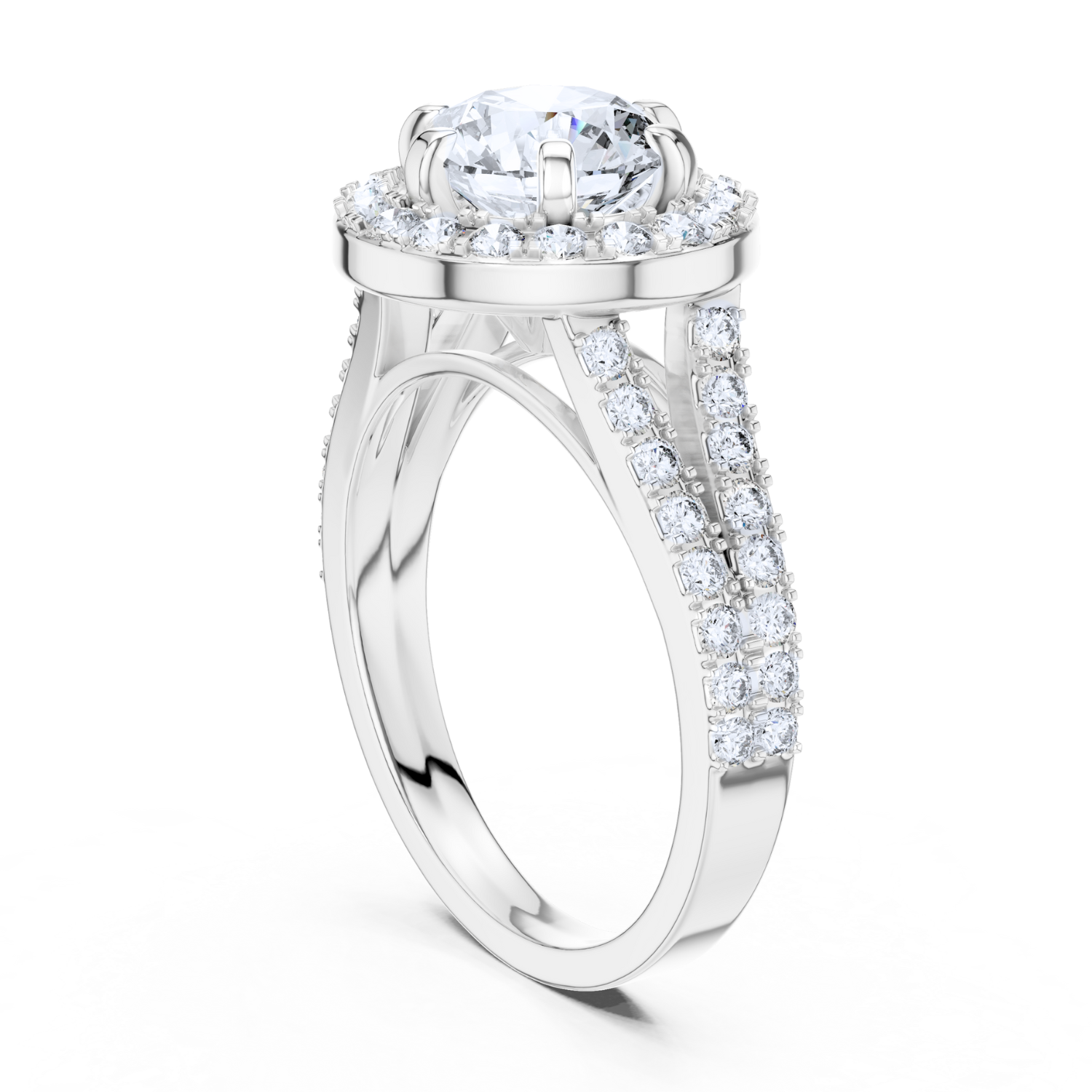 Cathedral Halo Round-Cut Ring
