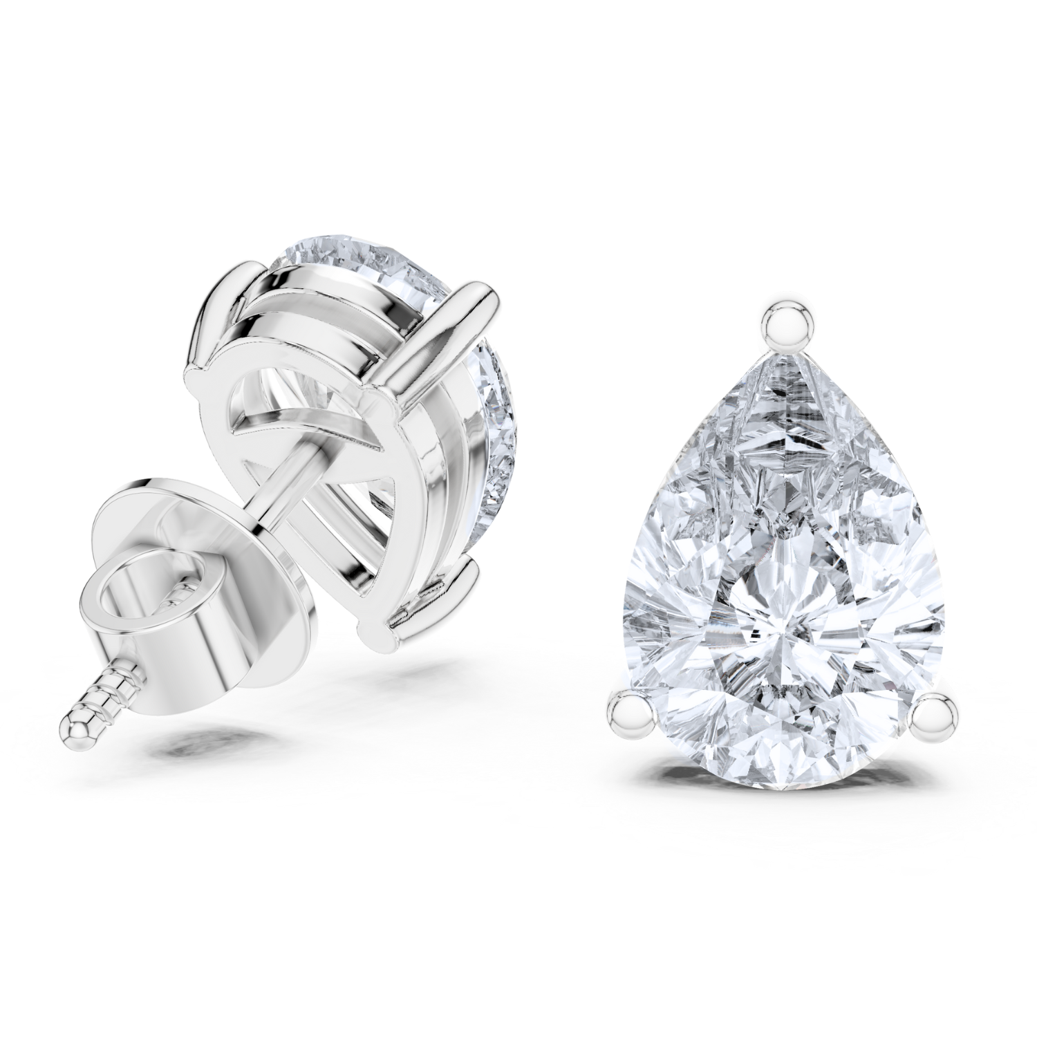 Pear-Shaped Diamond Stud Earrings