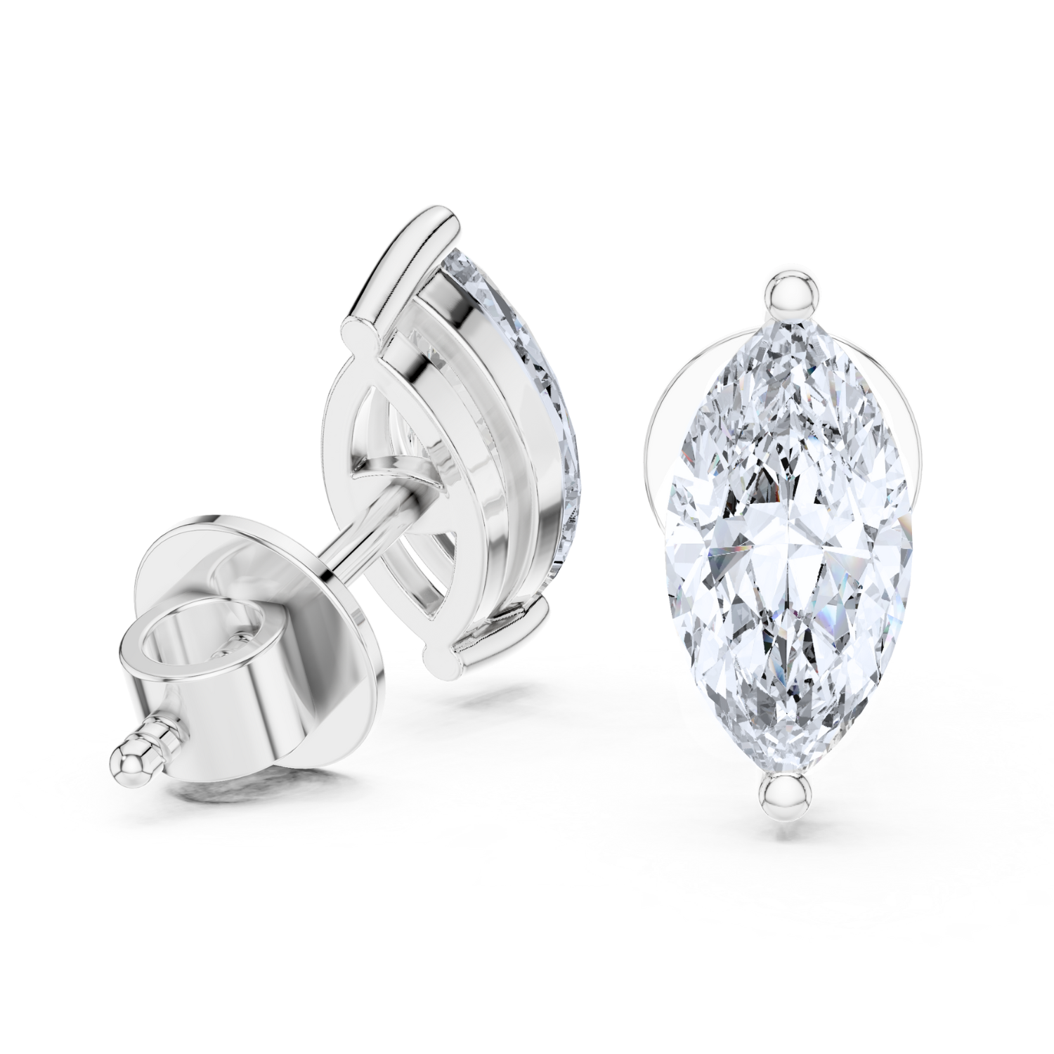 Marquise-Cut Diamond Stud Earrings