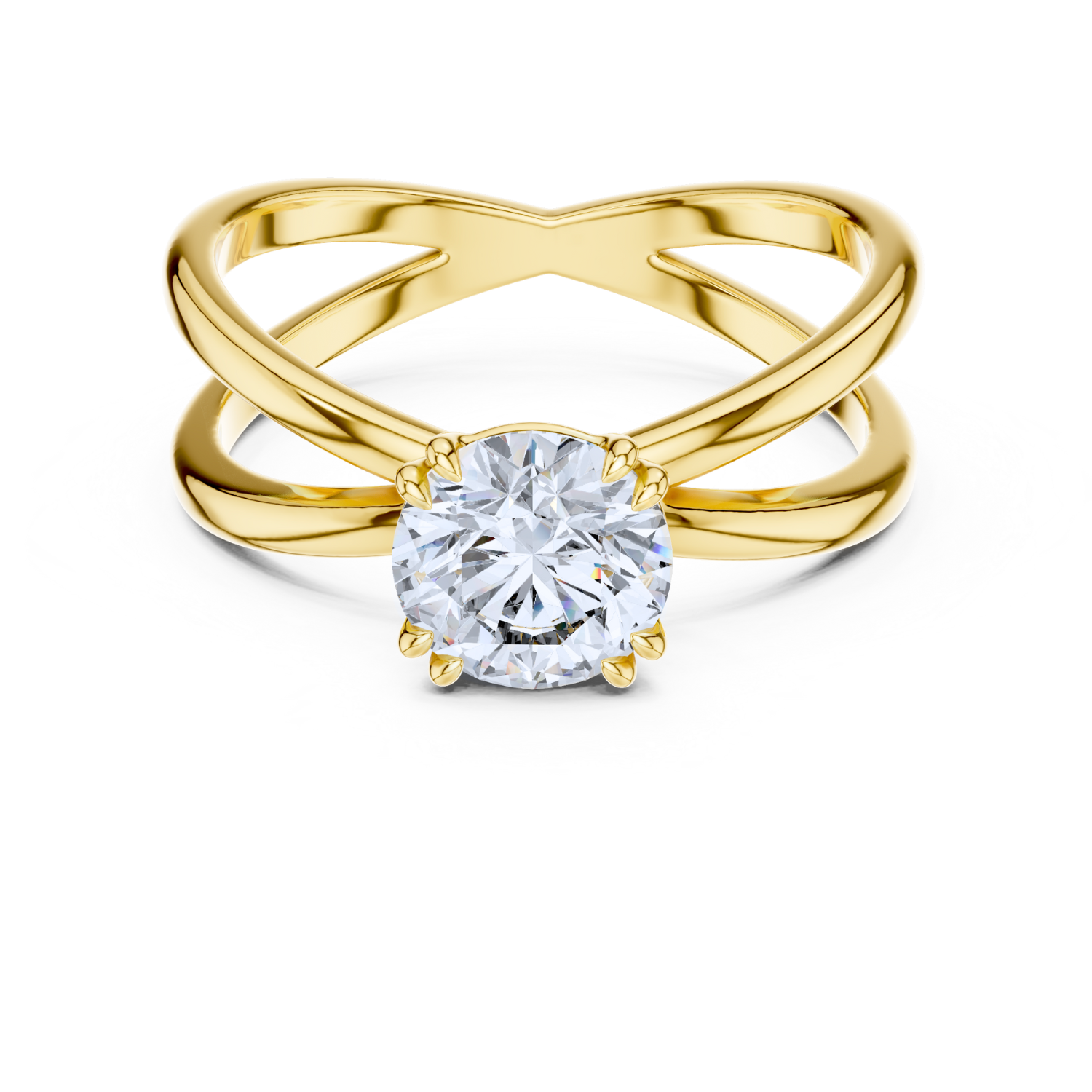 Crisscross Band Solitaire Ring