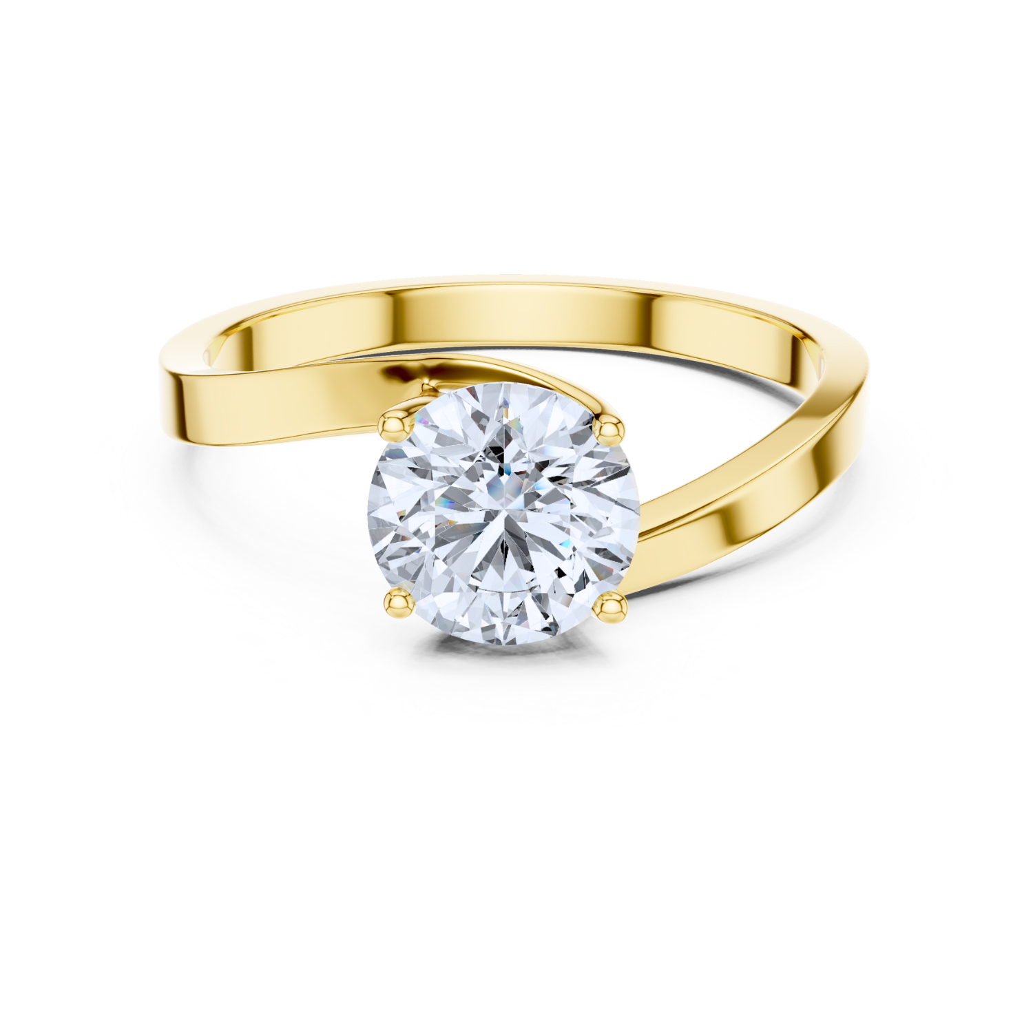 Asymmetrical Twist Solitaire Ring