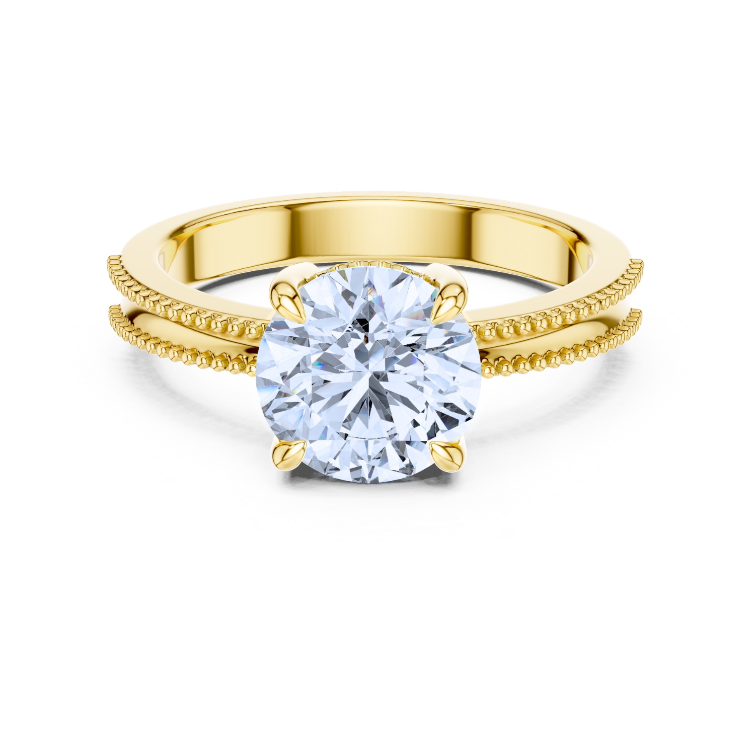 Milgrain Solitaire Diamond Ring