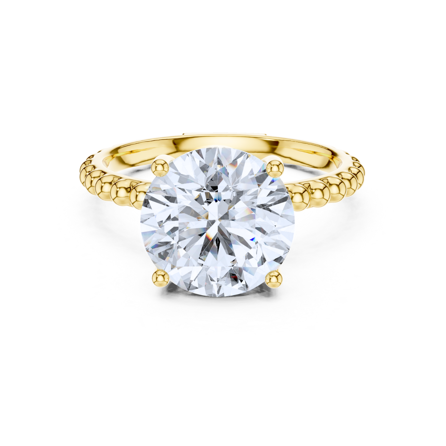 Beaded Classic Solitaire Ring