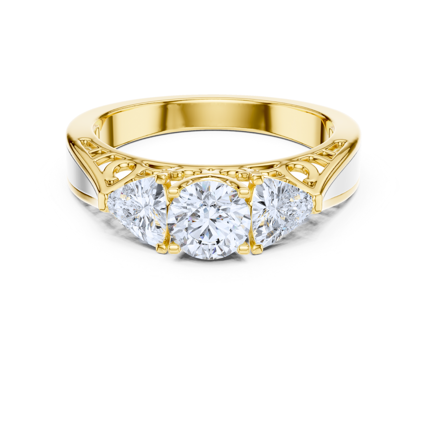 Vintage Filigree Three-Stone Ring