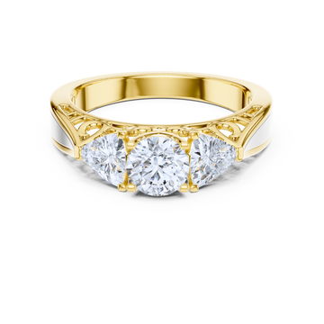 Vintage Filigree Three-Stone Ring