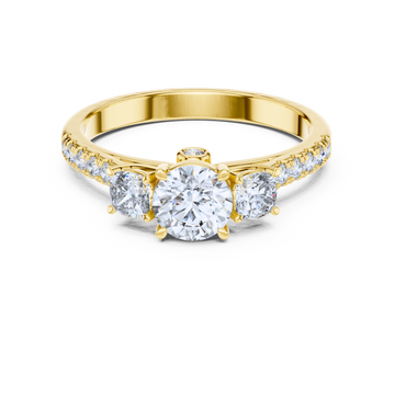 Classic Three-Stone Diamond Ring with Pave Band