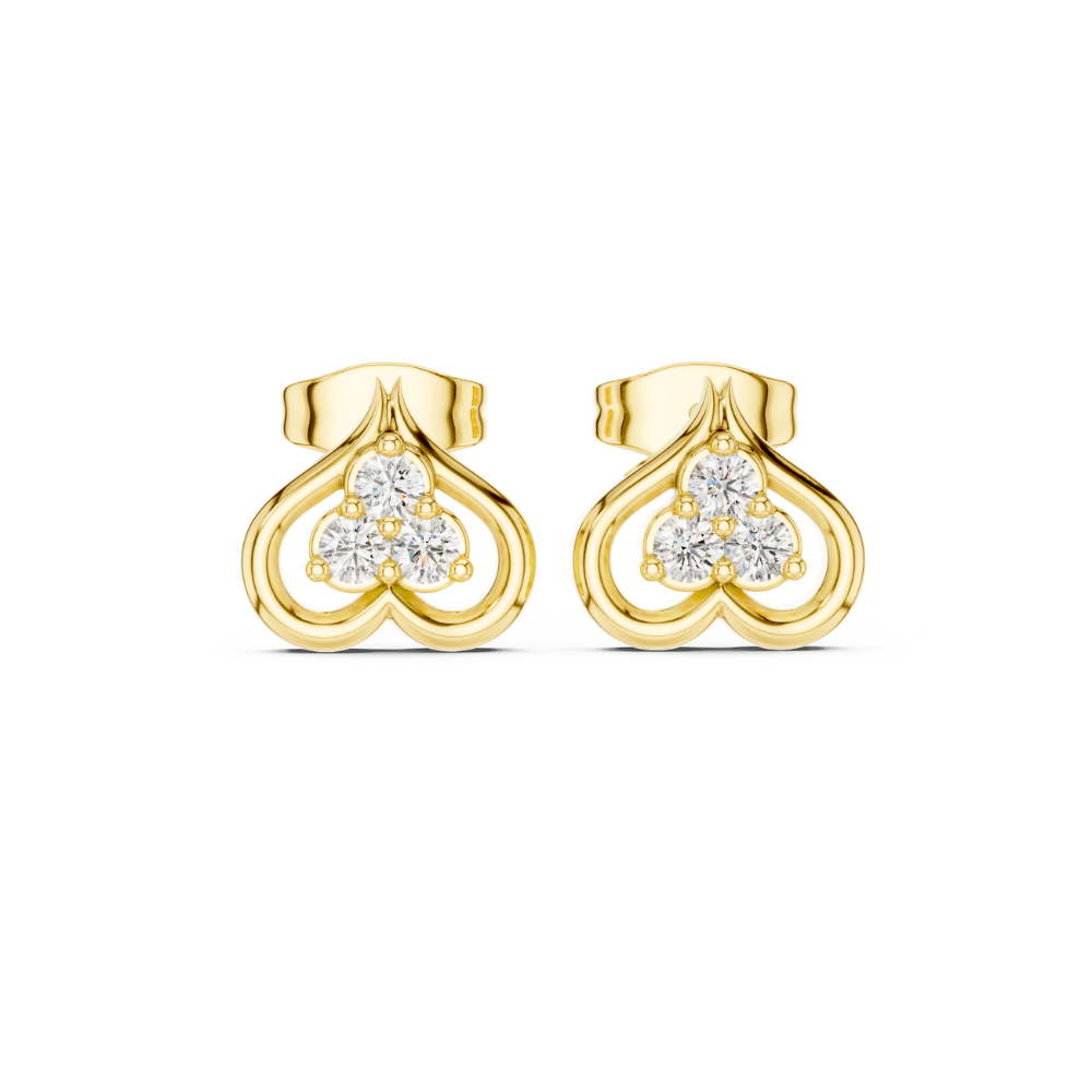 Radiant Bloom Heart Diamond Studs