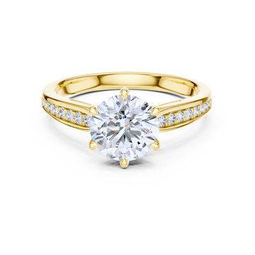 Round-Cut Diamond Solitaire Ring With Pave-Set Accents