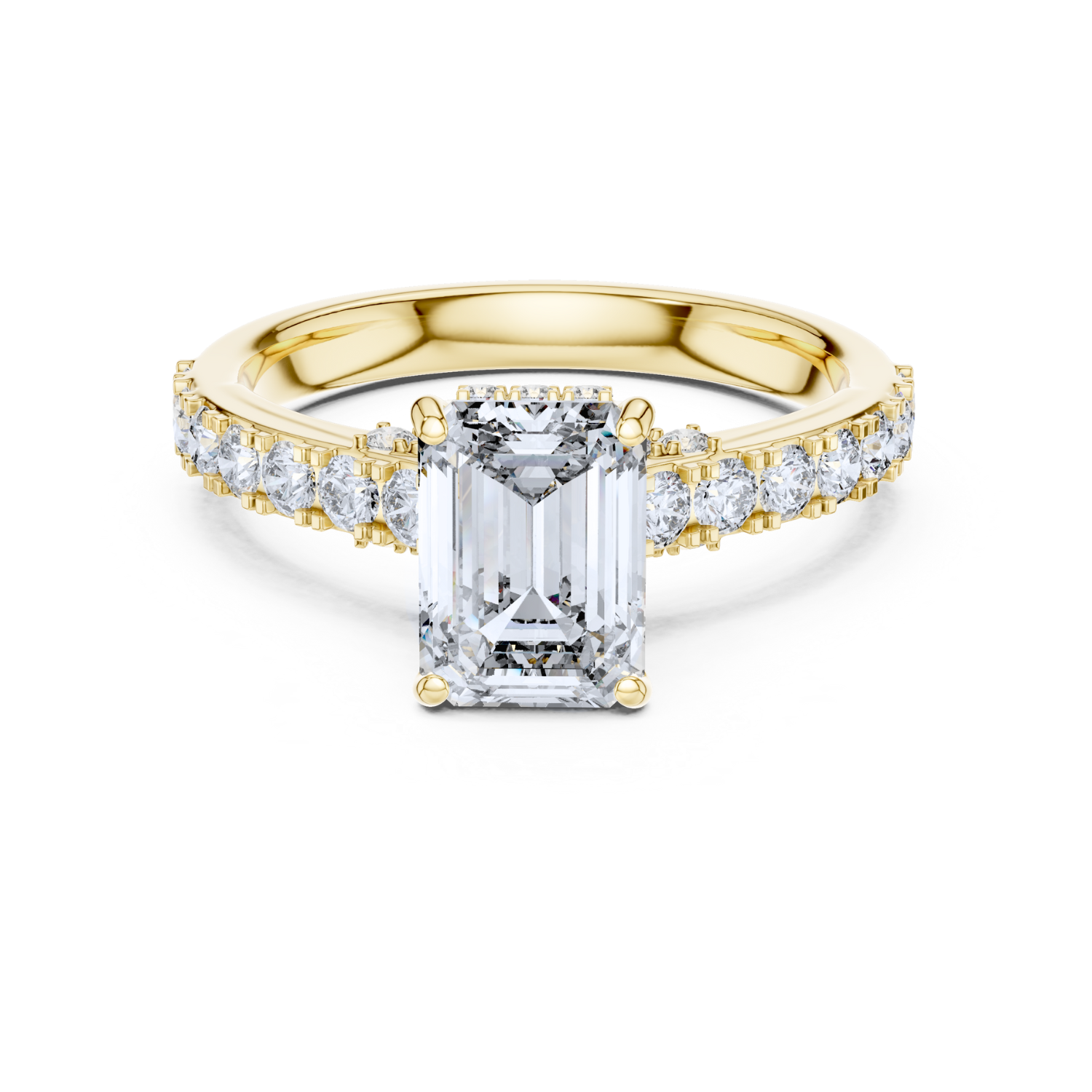 Emerald-Cut Diamond Pave Ring