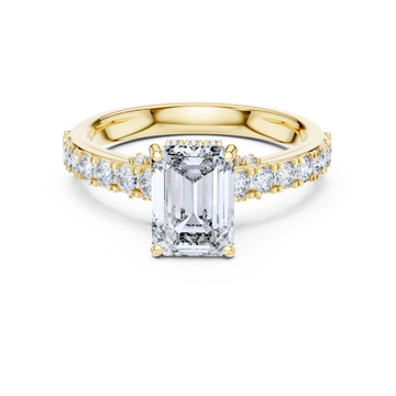 Emerald-Cut Diamond Pave Ring