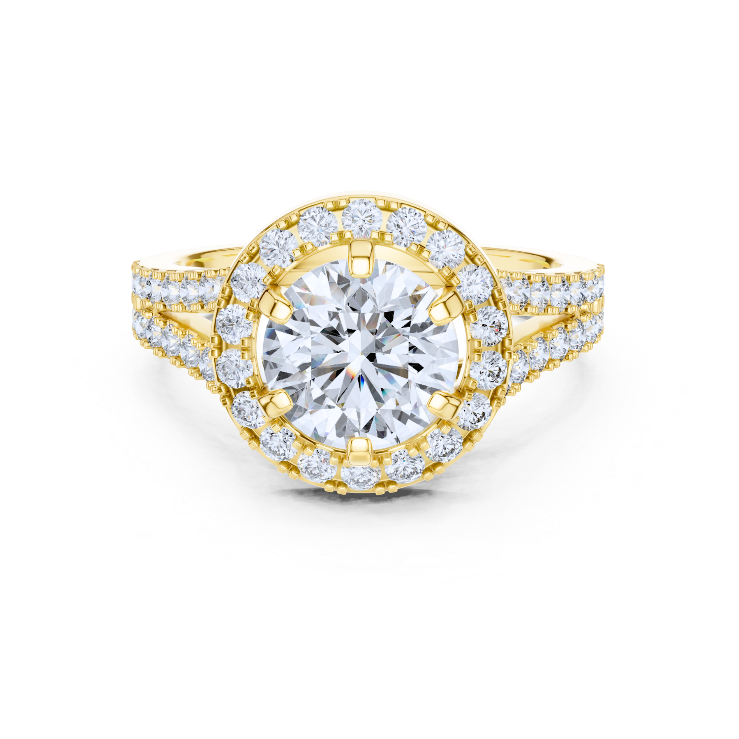 Cathedral Halo Round-Cut Ring