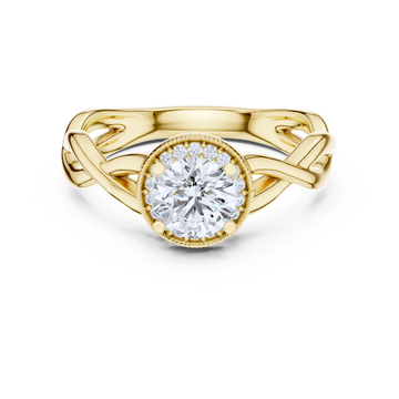 Round Halo Twisted Band Diamond Ring