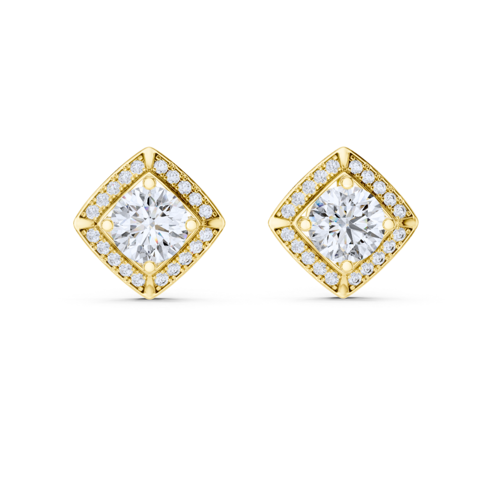 Cushion Halo Diamond Stud Earrings