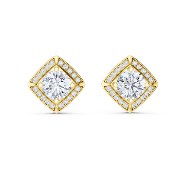 Cushion Halo Diamond Stud Earrings