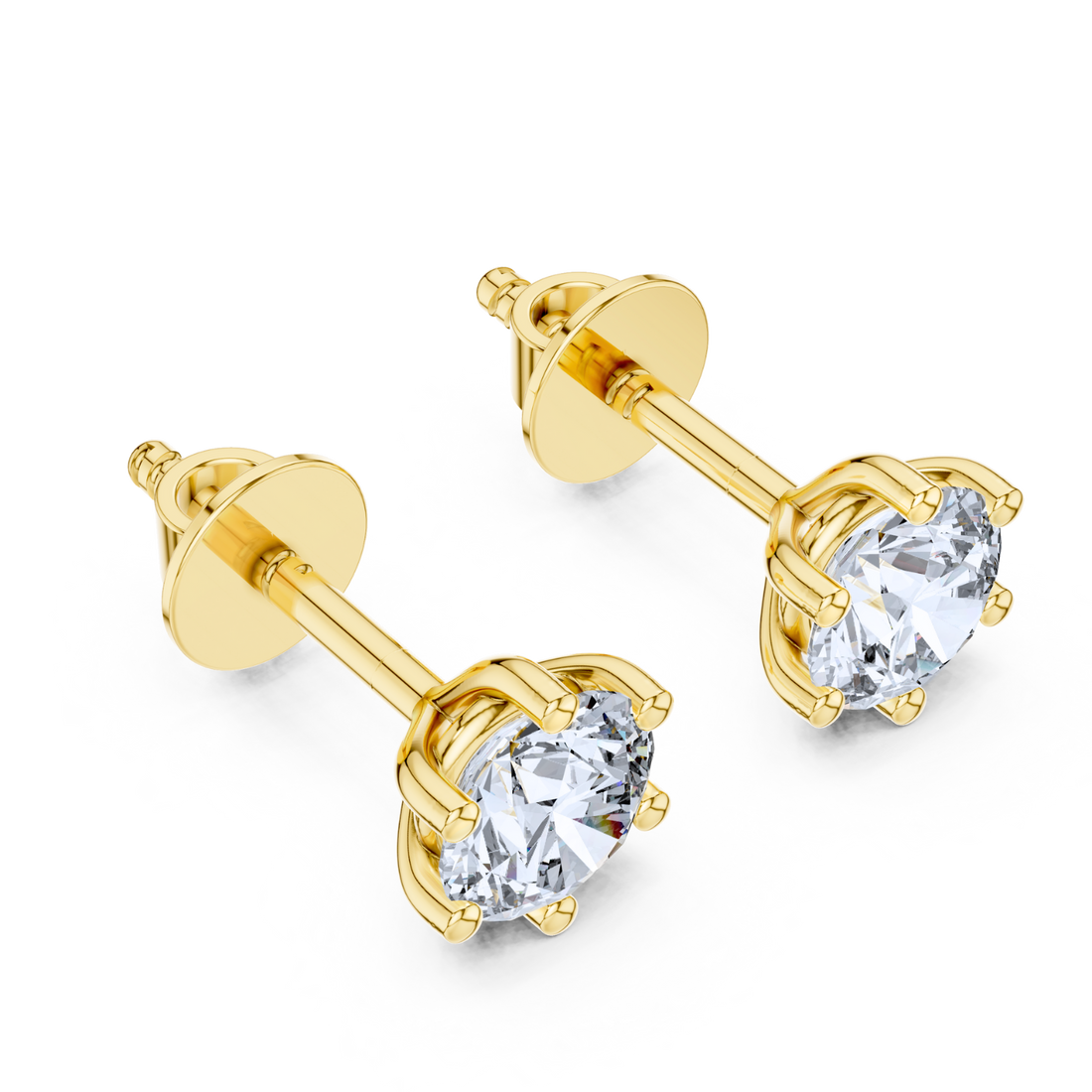 Classic Six-Prong Solitaire Diamond Stud Earrings