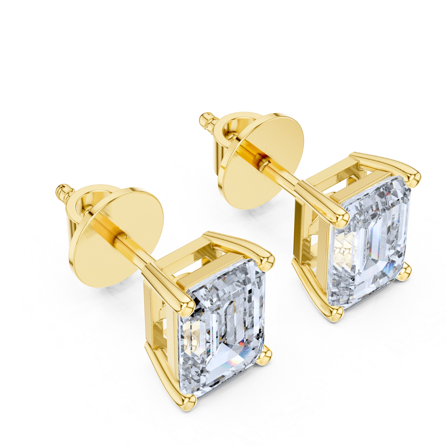 Emerald-Cut Diamond Stud Earrings
