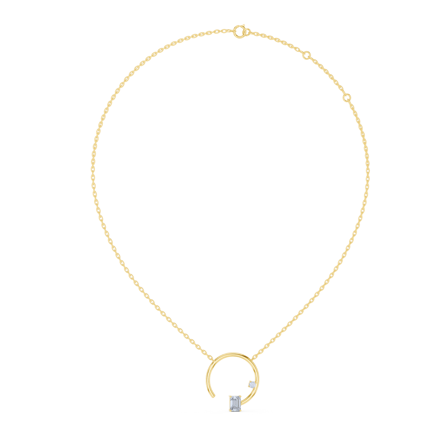 Open Circle Baguette Diamond Pendant