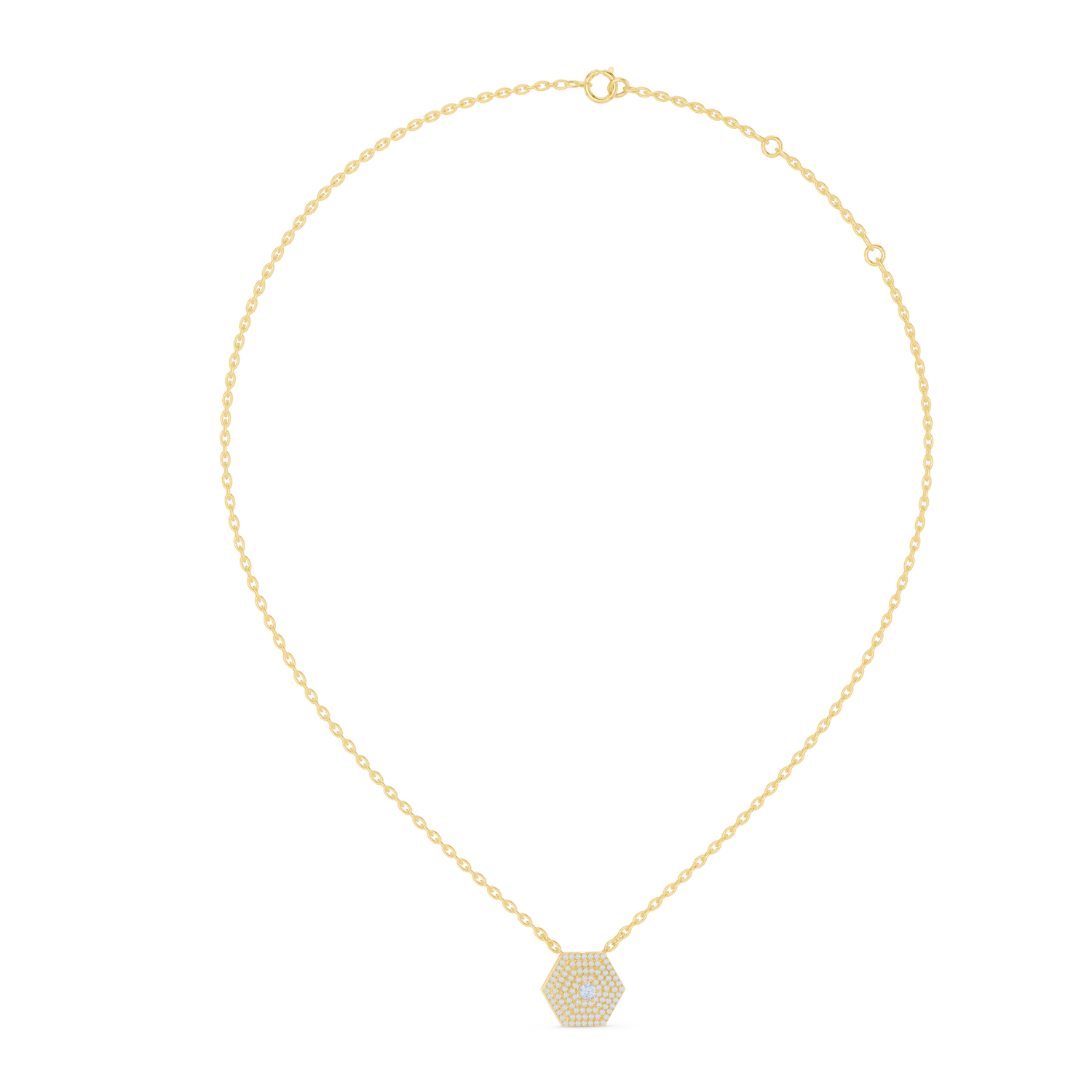 Hexagonal Pave Diamond Pendant
