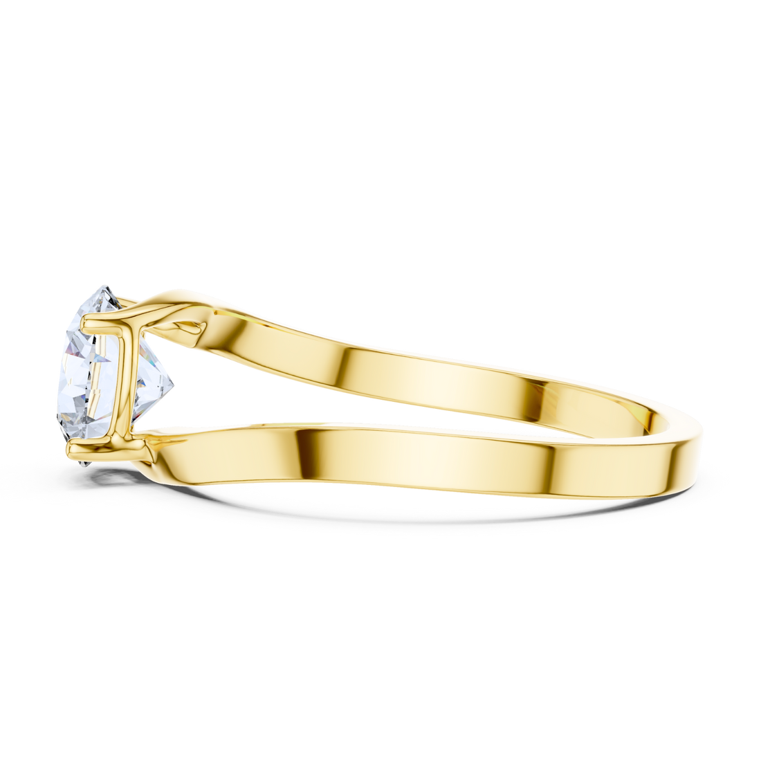 Asymmetrical Twist Solitaire Ring