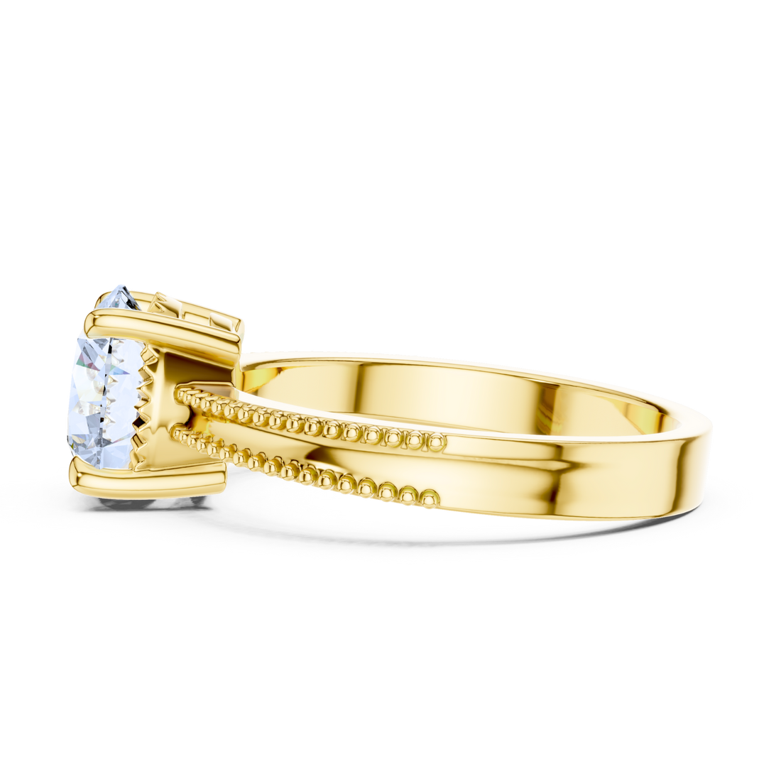 Milgrain Solitaire Diamond Ring