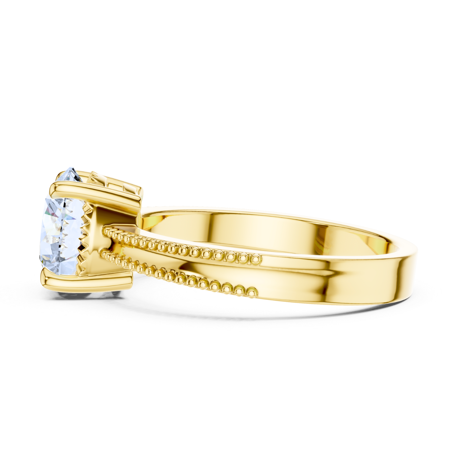 Milgrain Solitaire Diamond Ring