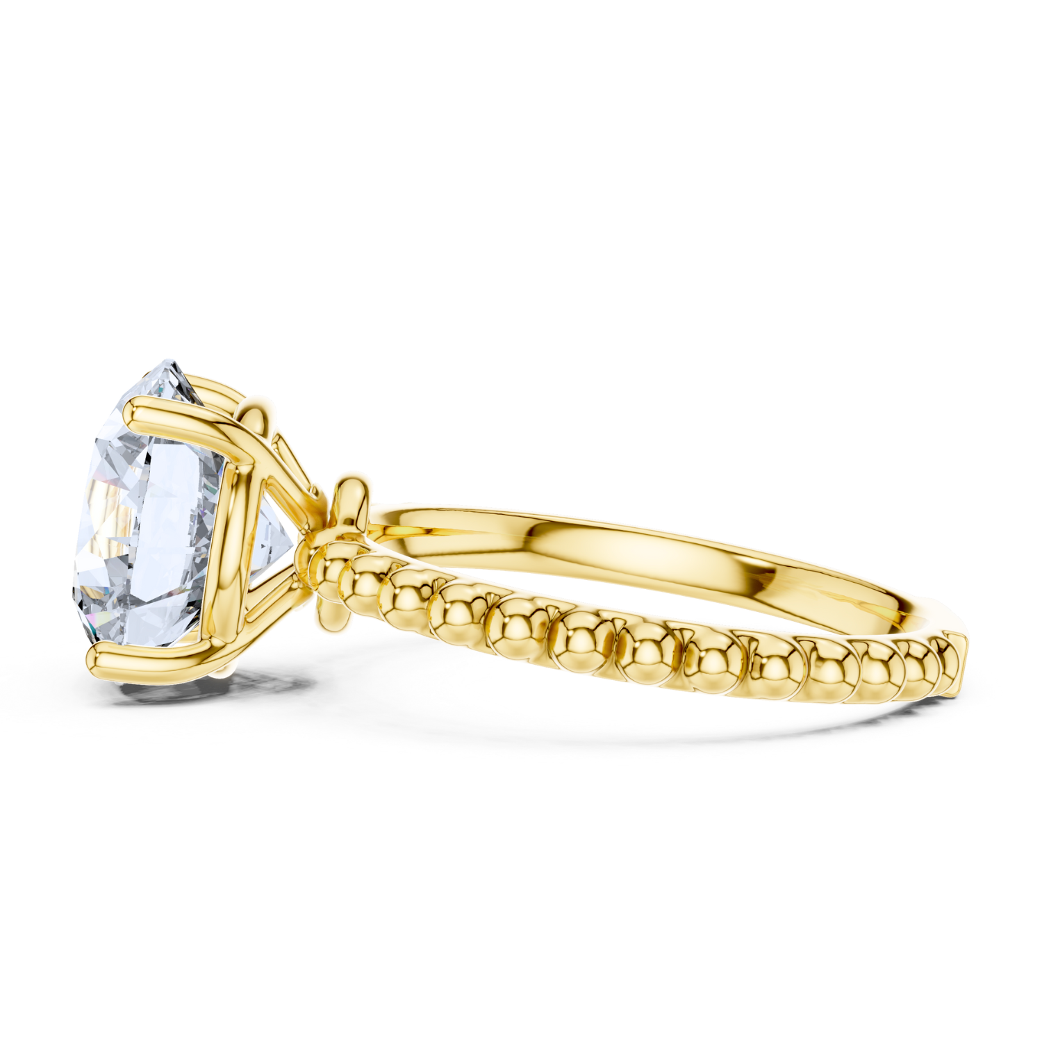 Beaded Classic Solitaire Ring