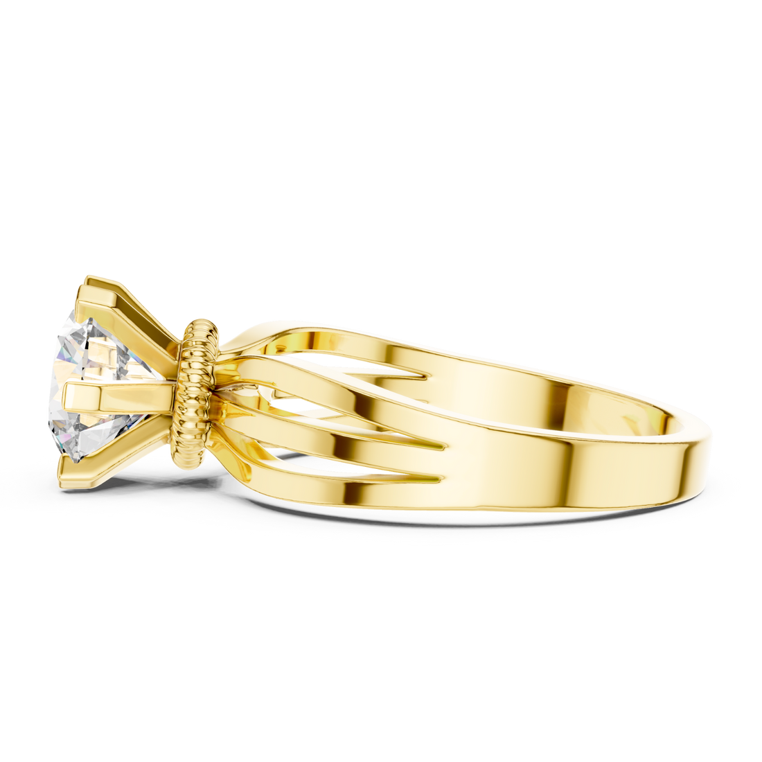 Six-Prong Round-Cut Diamond Ring with Split Band