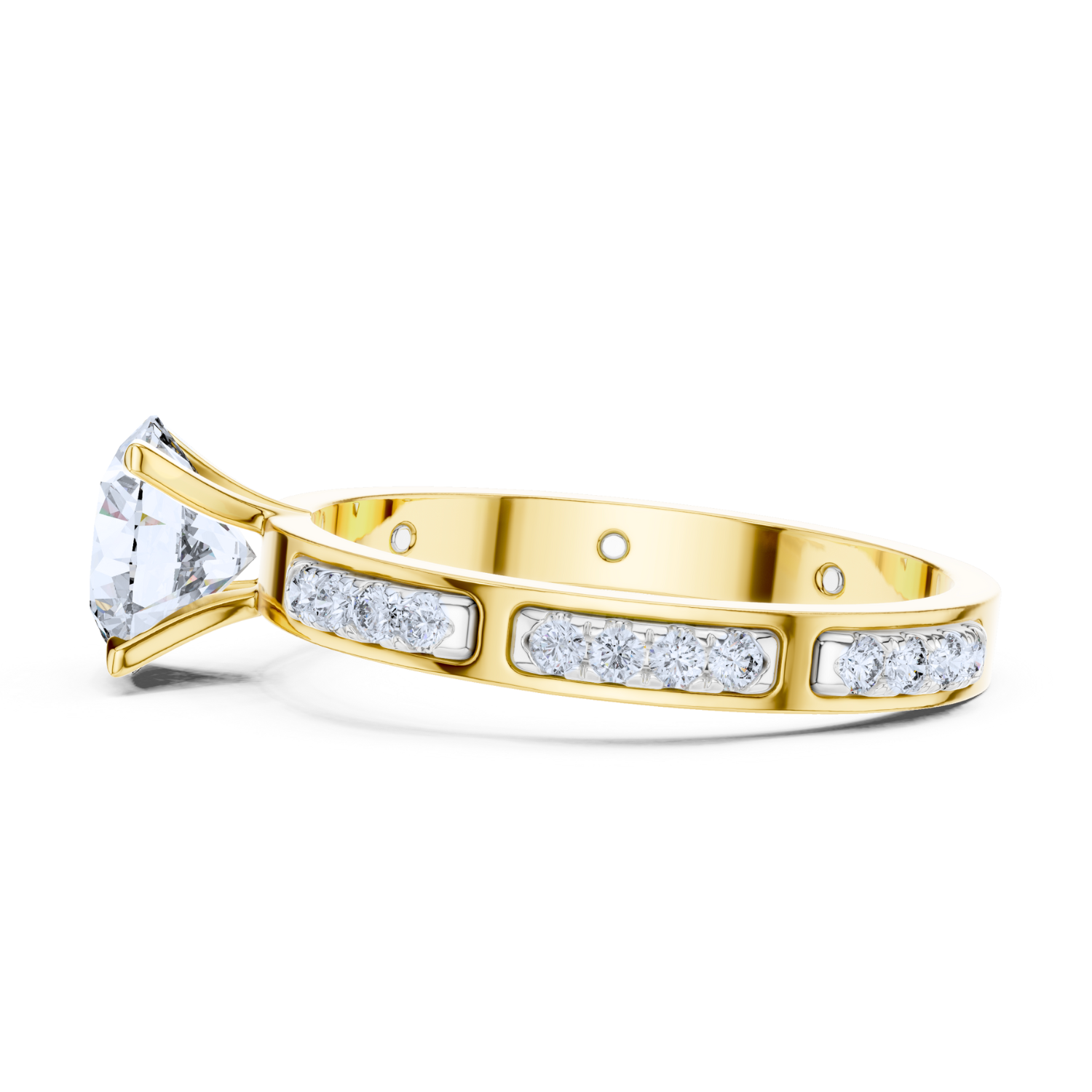 Round-Cut Diamond Solitaire Ring With Channel-Set Accents