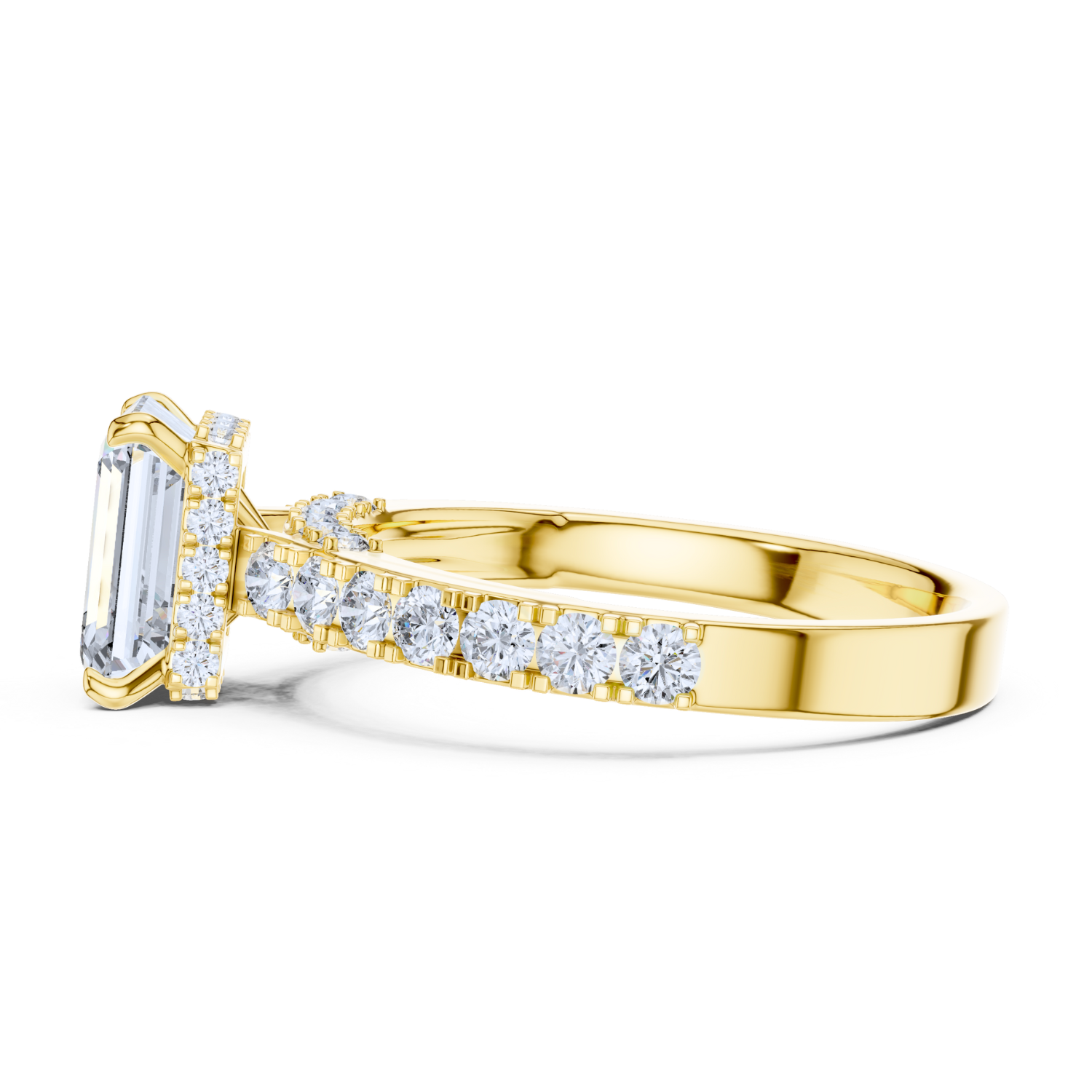 Emerald-Cut Diamond Pave Ring