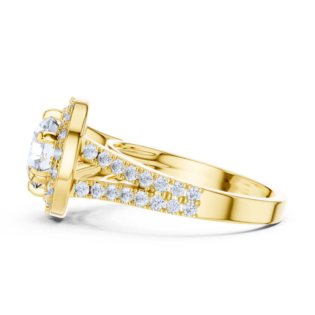 Cathedral Halo Round-Cut Ring
