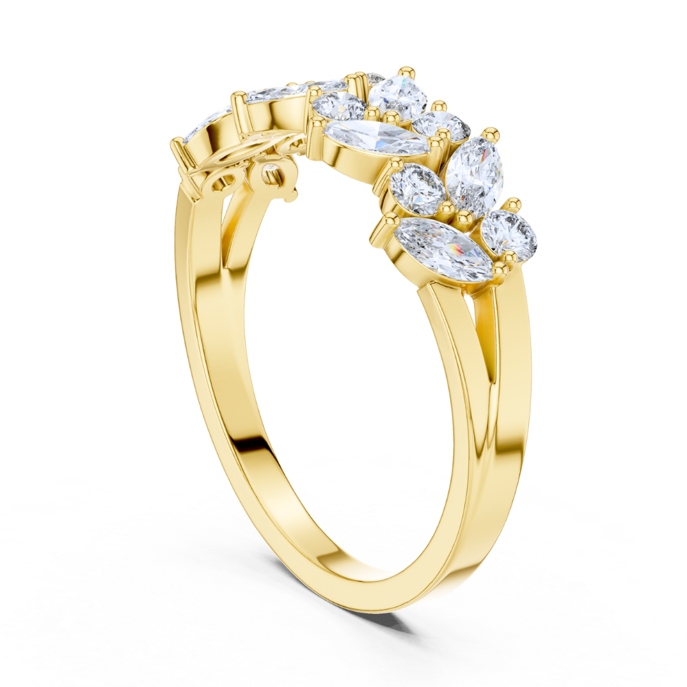Floral Cluster Marquise Diamond Ring