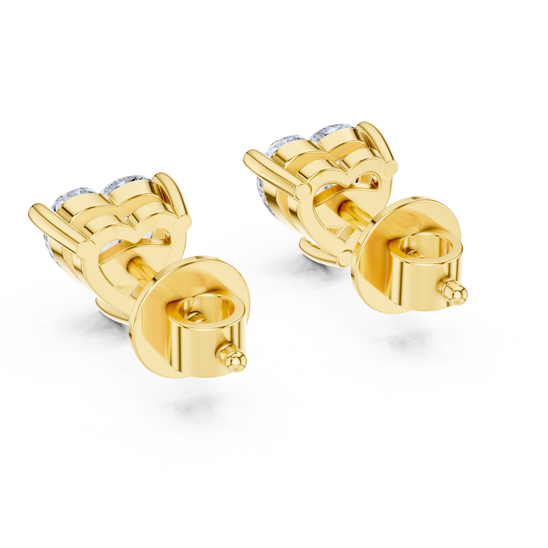 Heart-Cut Diamond Stud Earrings