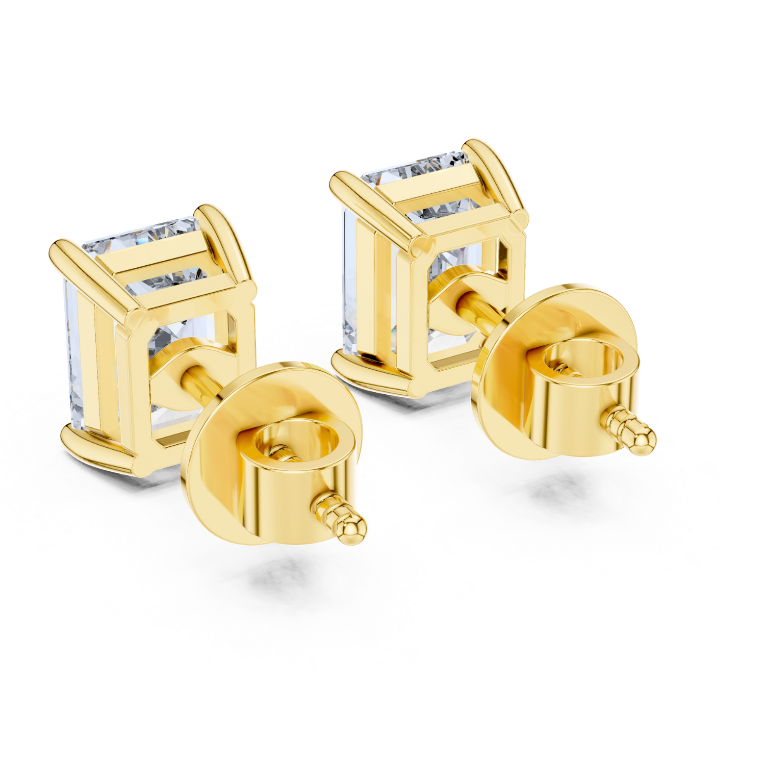 Emerald-Cut Diamond Stud Earrings