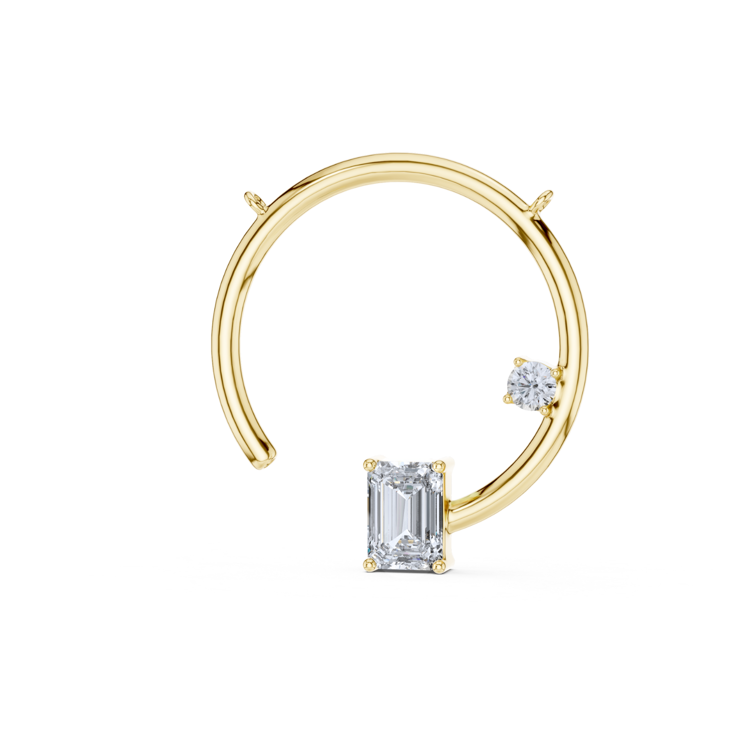 Open Circle Baguette Diamond Pendant